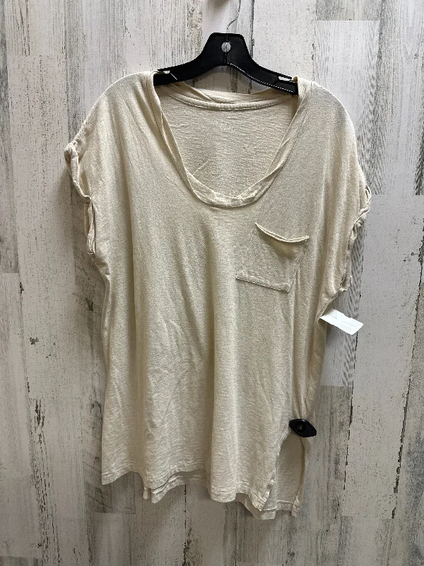 women's tops for those who love to dress up their casual looks with stylish topsCream Top Short Sleeve Aerie, Size S