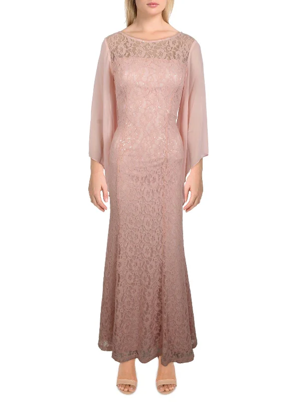 women's club dressesPetites Womens Lace Maxi Evening Dress