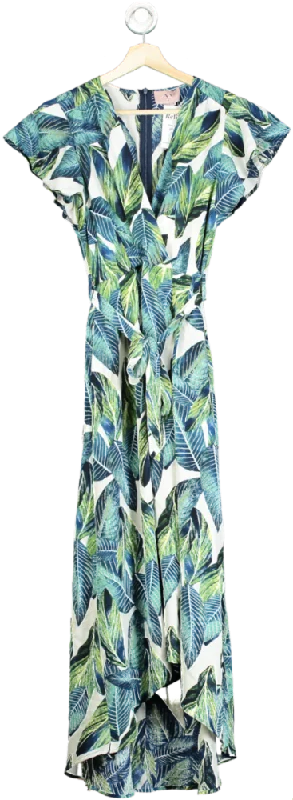 women's bespoke dressesAX Paris Green Leaf Print Maxi Dress UK 8