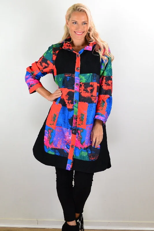 women's coats for fall and winter transitionsMulticolour Long Corduroy Jacket