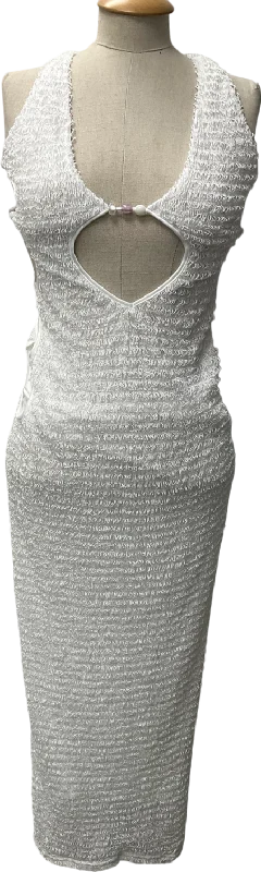 women's wrap dressesEgo Halterneck Cut Out Beaded Detail Maxi Dress In White Texture UK 8