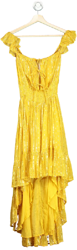 Tea-Length DressSundress Yellow Sequin Maxi Dress UK XS/S