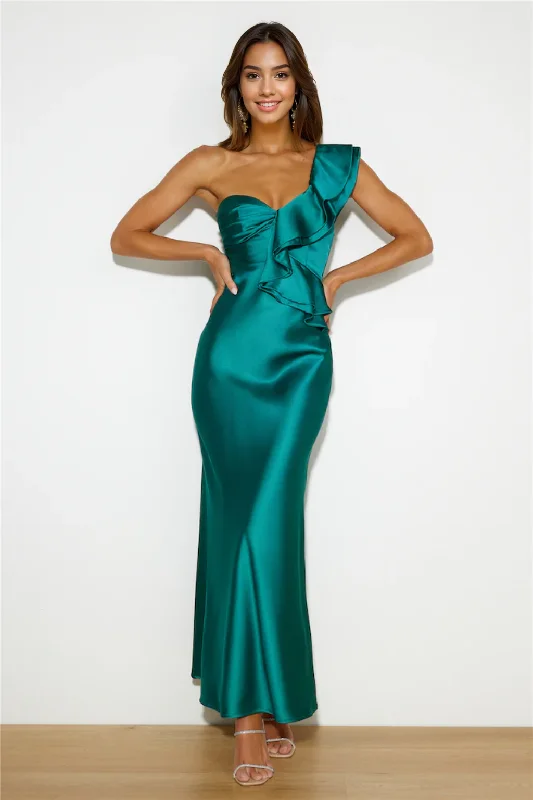 Scoop-Neck DressMidnight Silk Midi Dress Green