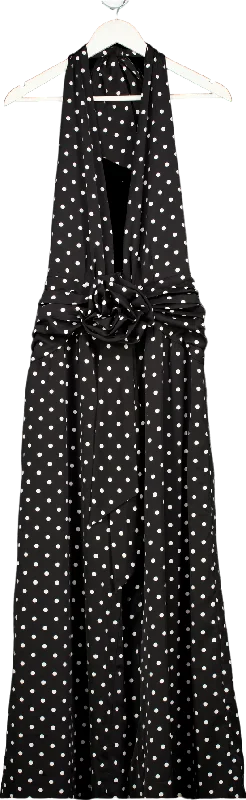 women's cold-shoulder dressesMiss Circle Black Polka Dot Halter Maxi Dress UK 10