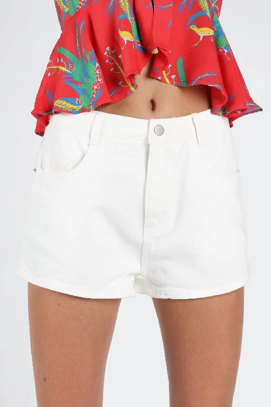 women's corduroy shortsBe The Star High Waist Denim Short In White