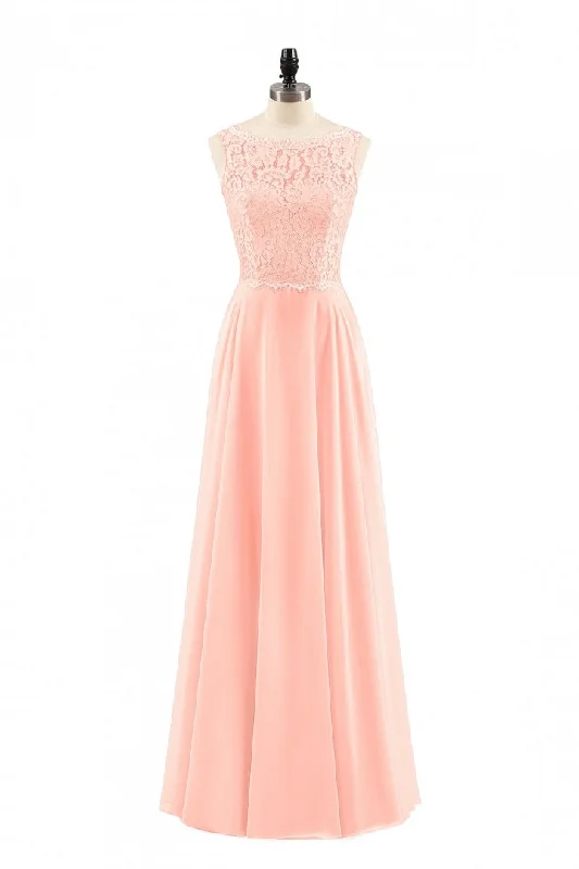 women's mini dressesPearl Pink Backless A-Line Long Bridesmaid Dress