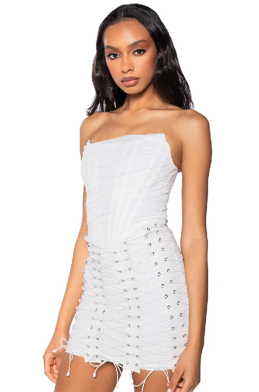 women's designer dressesLACE ME UP MESH MINI DRESS