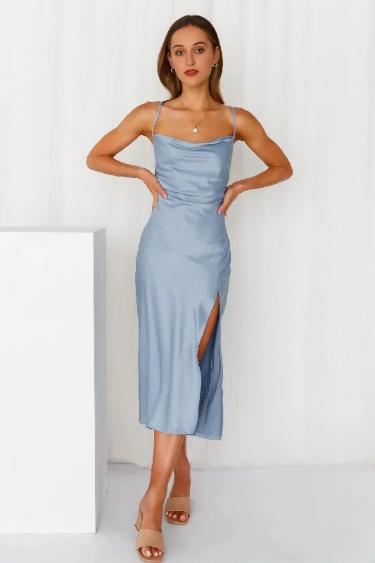 Ruffled Hem DressDrinks On Me Midi Dress Blue