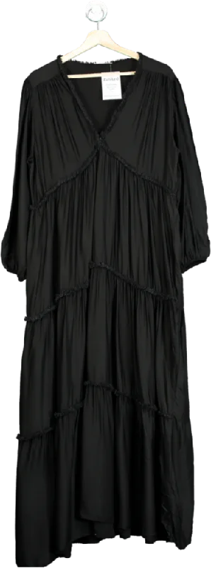 women's party dressesSilk Blend Black Tiered Maxi Dress