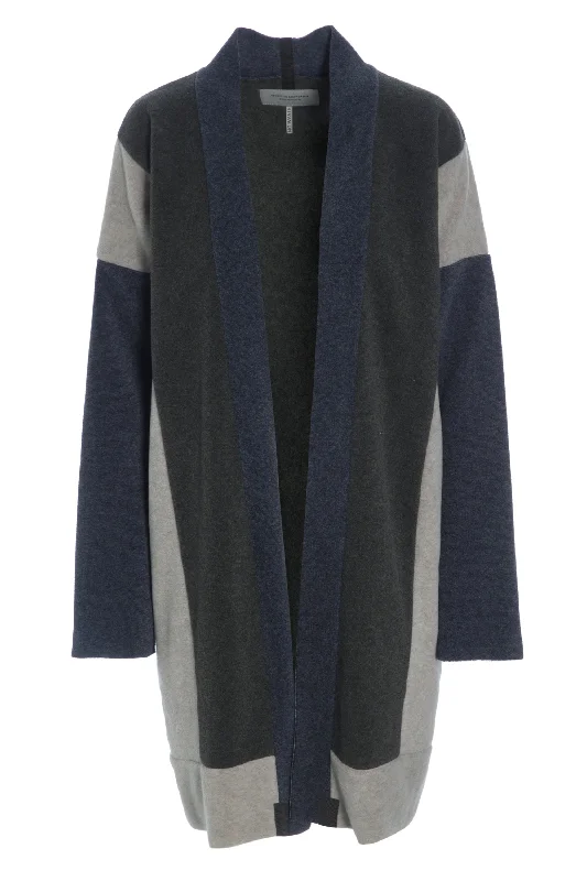 women's coats with pocketsNO WASTE CARDIGAN - 7141 - DEEP BLUE/SAND/FORREST