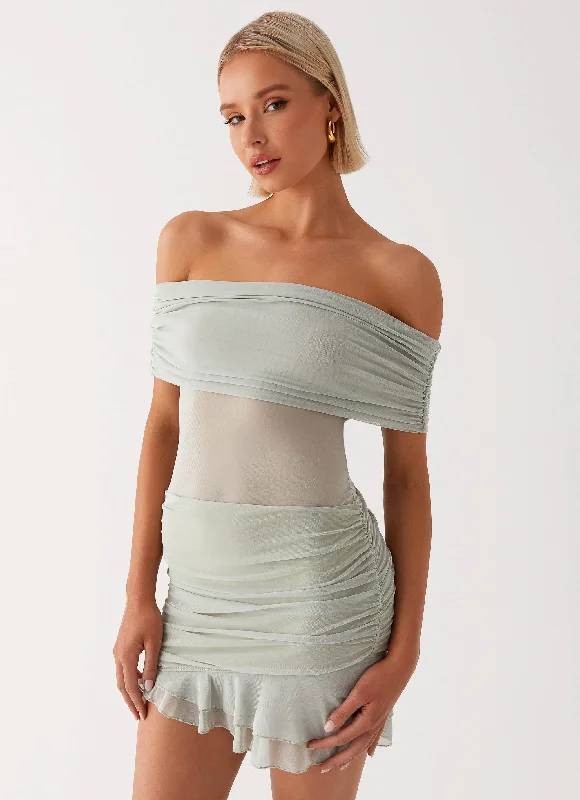 Embellished DressNelly Off Shoulder Mini Dress - Pistachio