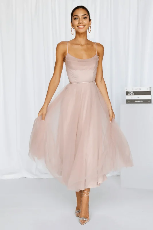 Satin DressSignal My Way Tulle Midi Dress Rose