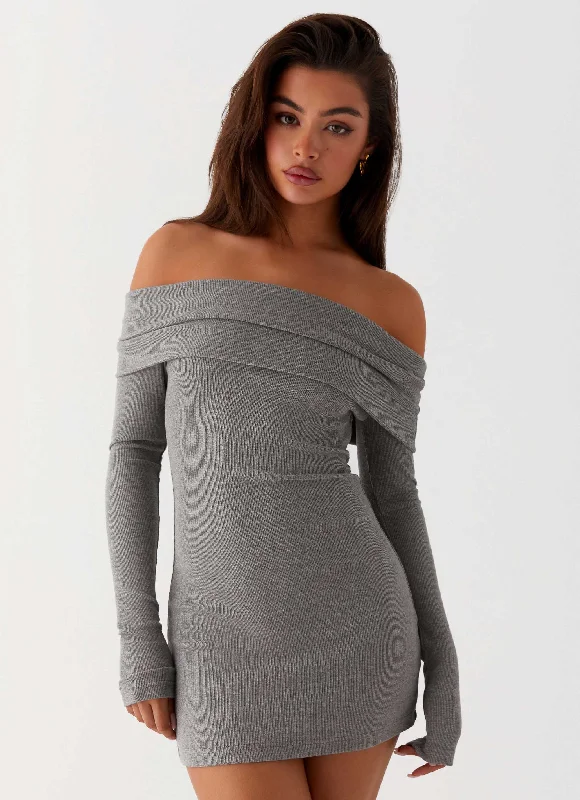 women's statement dressesTanzia Knit Mini Dress - Charcoal