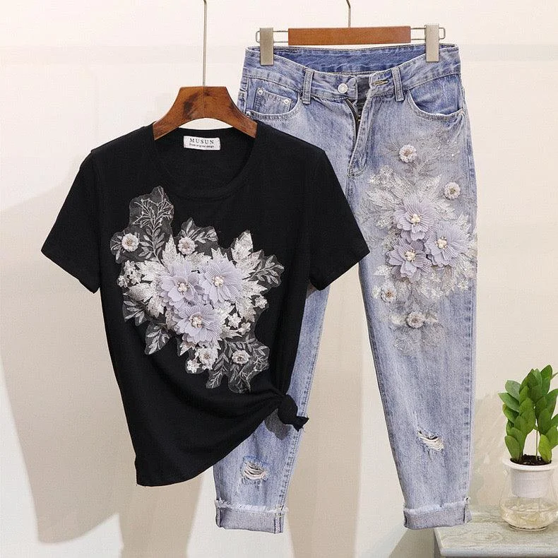 Black Top with Denims