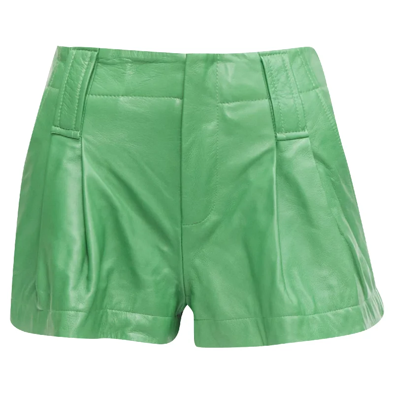 women's timeless shortsGanni Lambskin Leather High Waist Flared Shorts