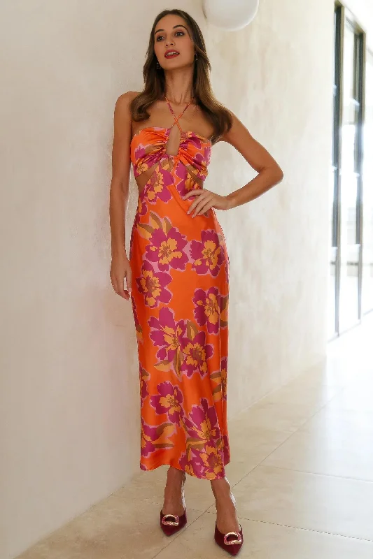 Bow-Tie DressOrchid Midi Slip Dress Orange