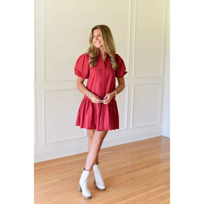 women's made-to-order dressesAnaleese Red Collared Tiered Mini Dress