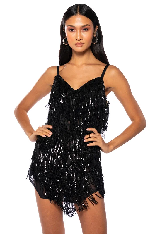 Jersey DressSHOW OUT FRINGE MINI DRESS