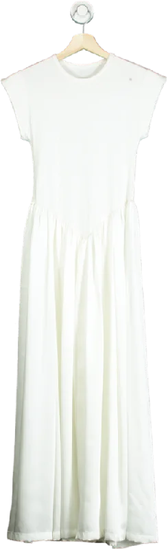 Silk DressAncosti White Cap Sleeve Maxi Dress UK M