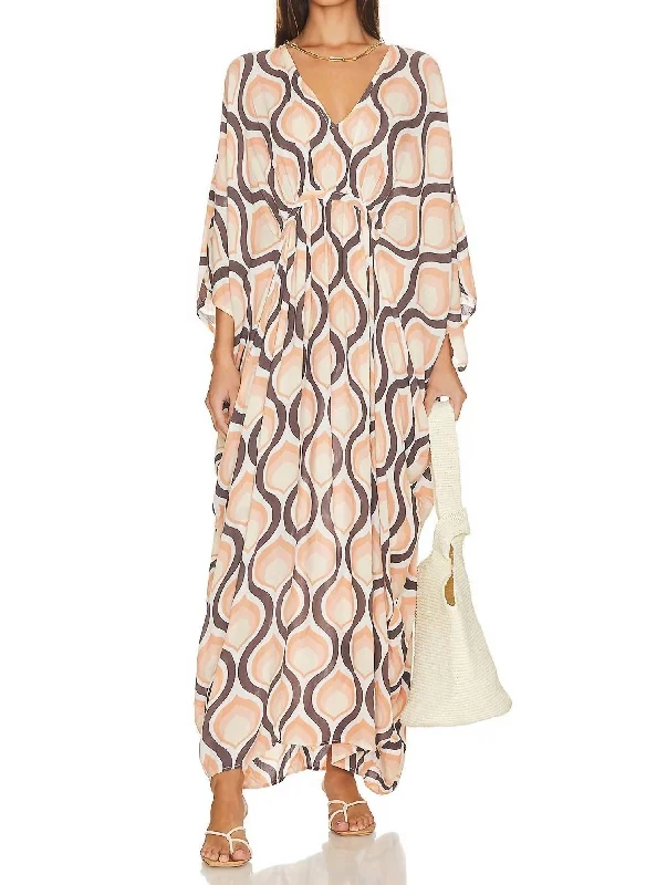 Bell-Sleeve DressGroovy Baby Maxi Kaftan In Pink Sand