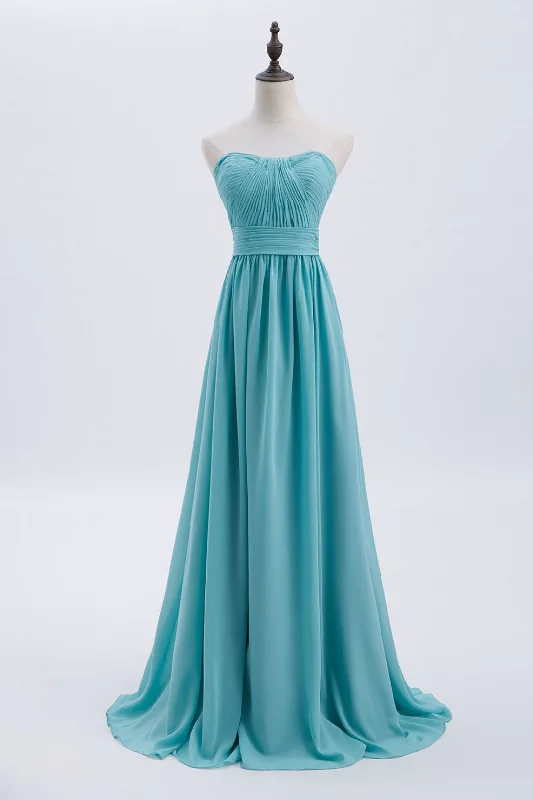 women's lace dressesSweetheart Turquoise Pleated Chiffon A-line Long Bridesmaid Dress