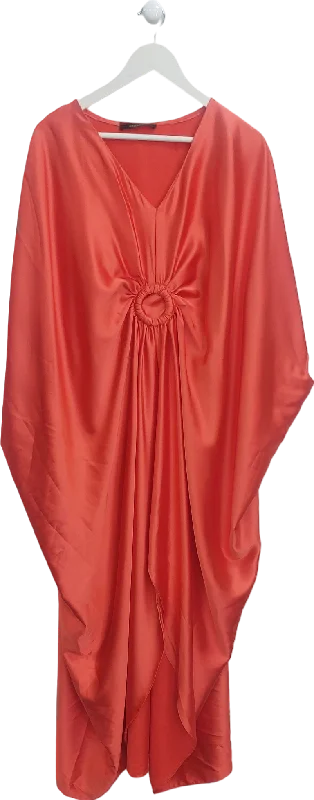 women's silk dressesJenerique Red Satin Drape Maxi Dress One Size