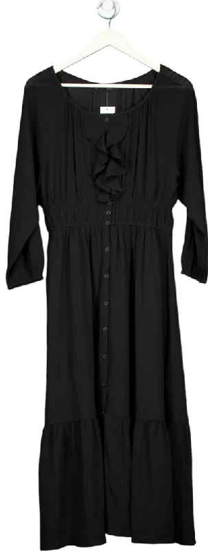 women's glam dressesFrench Connection Black Anna Cora Pleated Button Down Maxi Dress UK XS