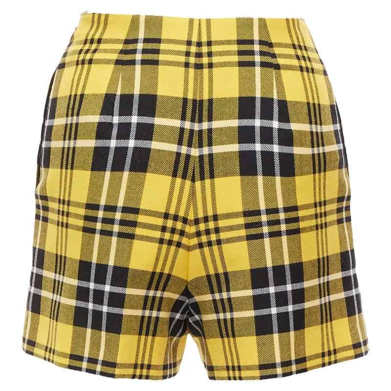 women's adventure shortsChristian Dior Plaid Virgin Wool High Waisted Wide Shorts