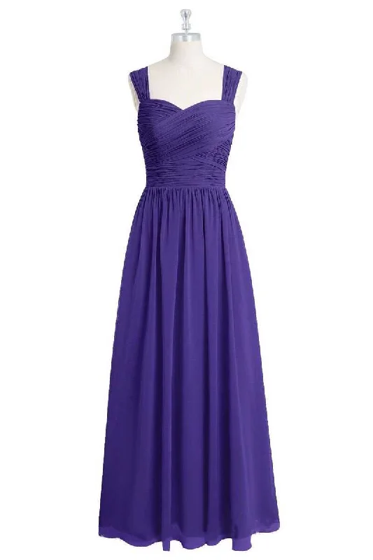 Custom DressPurple Sweetheart Banded Waist Long Bridesmaid Dress