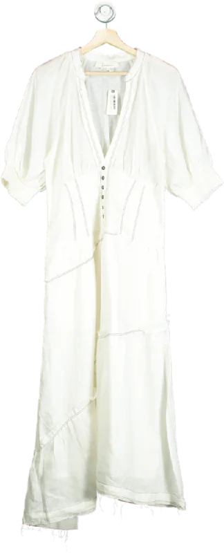 women's stretch dressesAnthropologie White Linen Maxi Dress UK M