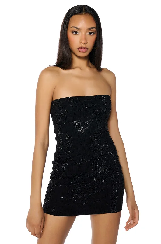 women's eco-friendly dressesFANCY AND FUN RHINESTONE MINI DRESS IN BLACK