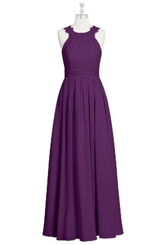 women's bridesmaid dressesMagenta Chiffon Halter Cutout Back Long Bridesmaid Dress