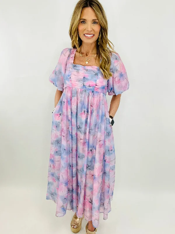 Tiered DressSPLASH OF WATERCOLOR MIDI DRESS