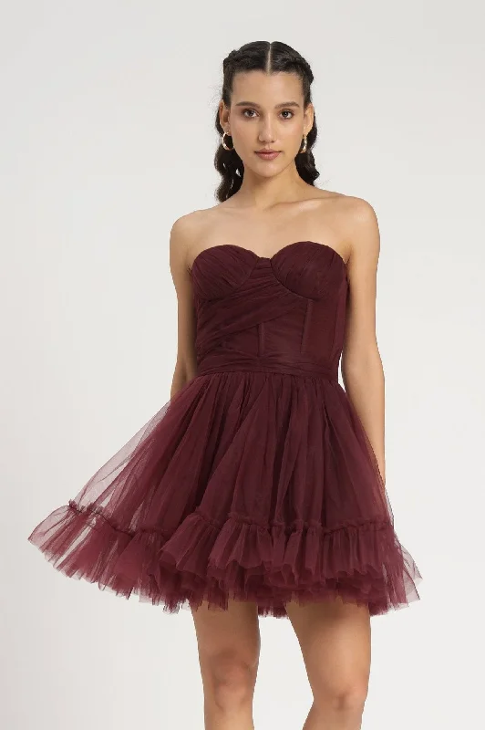 Asymmetric DressLauren Plum Tulle Mini Dress