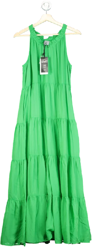 women's petite dressesEleven Loves Green Ruby Tiered Maxi Dress UK M/L