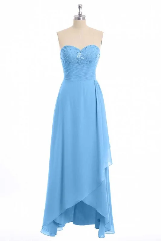 Wrap DressGlitter Blue Chiffon Sweetheart Ruffled Bridesmaid Dress