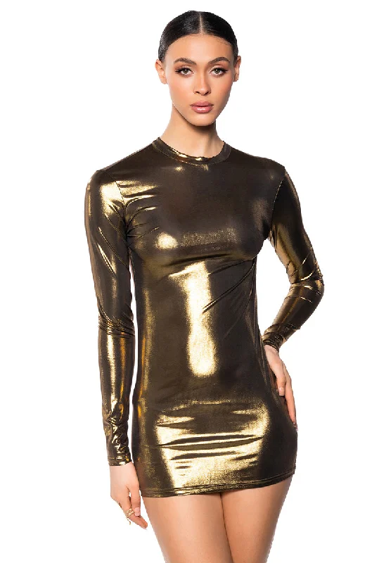 Ruffled Hem DressPARTY IN THE BACK METALLIC MINI DRESS