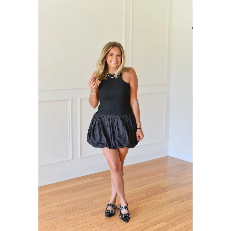 Casual DressKelby Black Bubble Hem Mini Dress