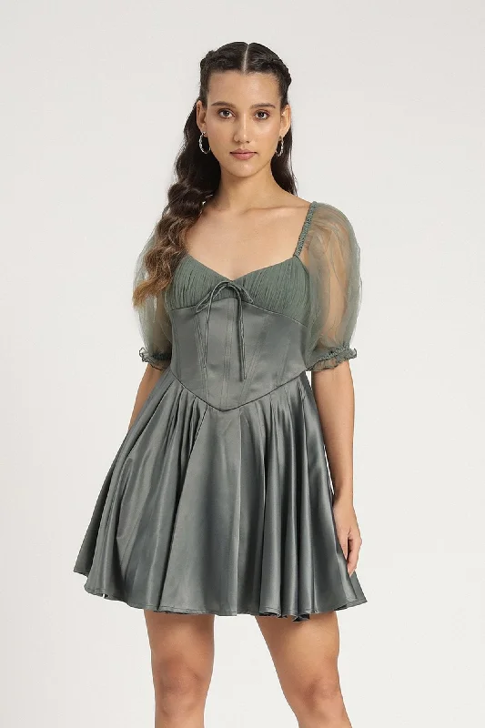 Knit DressKeila Mini Dress in Green Grey