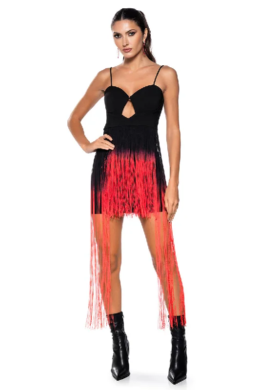 Wrap DressISSA LOOK OMBRE FRINGE MINI DRESS