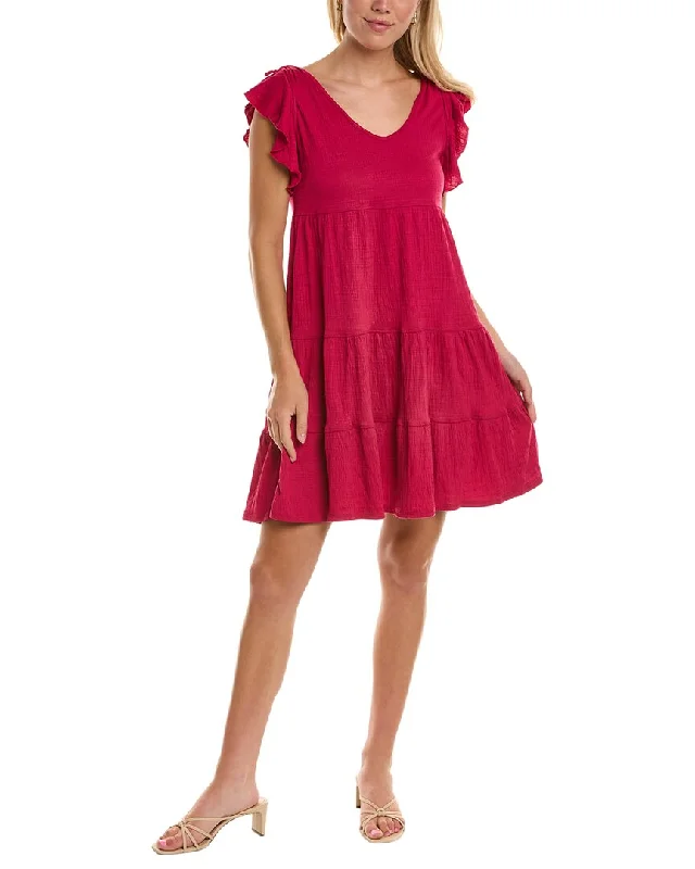 women's flutter-sleeved dressesMax Studio Ruffle Tiered Mini Dress