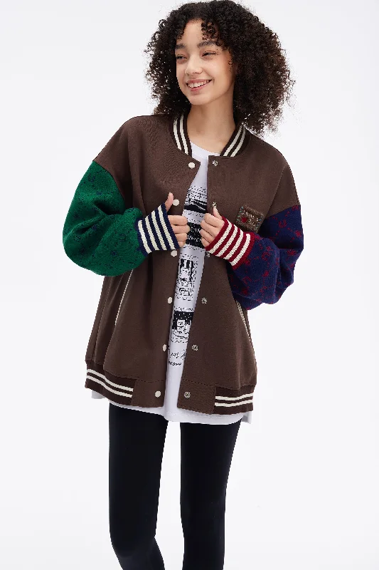 eco-friendly women's coatsColor Blocking Baseball Jersey