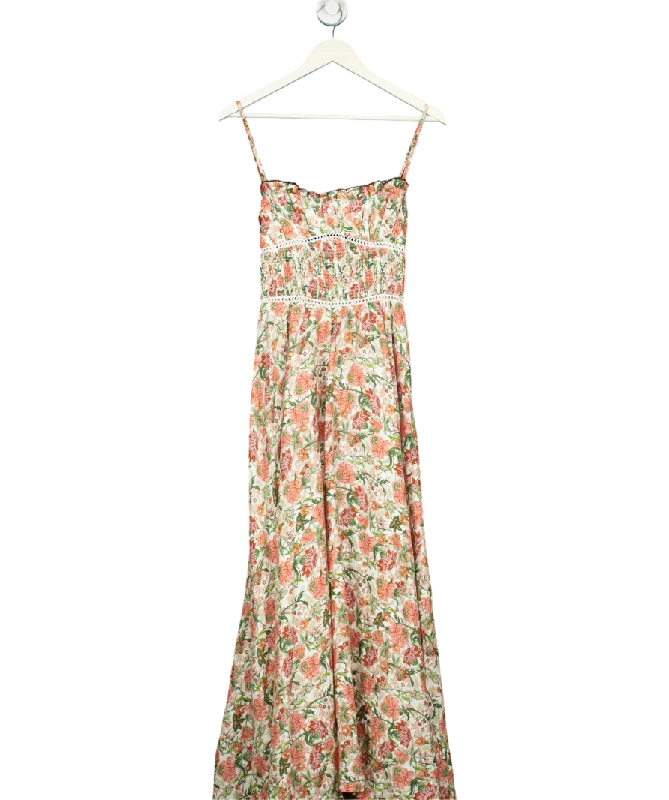 women's retro dressesLUG VON SIGA Green Melody Floral Linen Maxi Dress UK 8