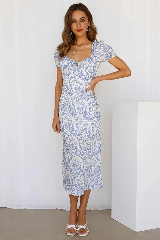 Casual Chic DressDreaming In The Clouds Midi Dress Blue