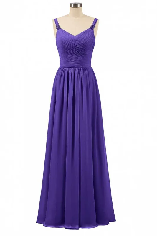 Cocktail DressPurple Chiffon Sweetheart Straps A-Line Bridesmaid Dress