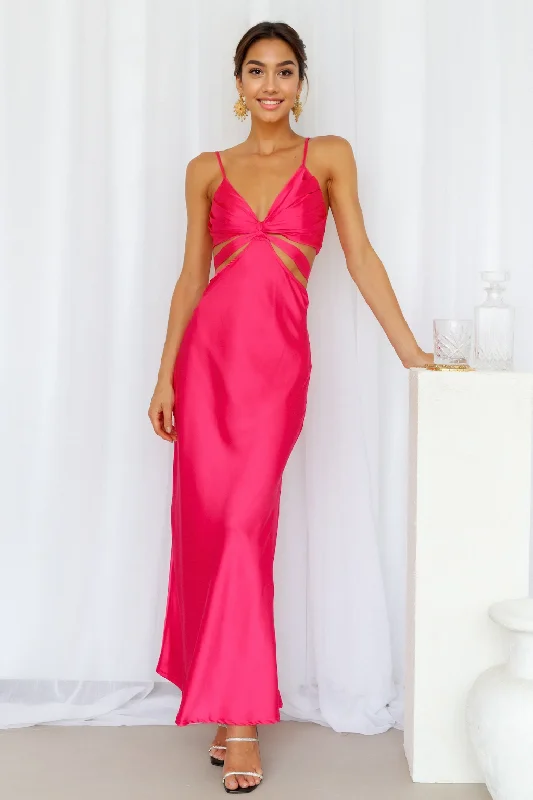 women's solid color dressesCherry Pop Midi Dress Hot Pink