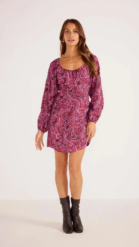 Lace DressMinkPink Chiara Ruched Mini Dress