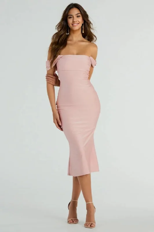 Ruffle DressExceptional Off-The-Shoulder Flared Midi Dress