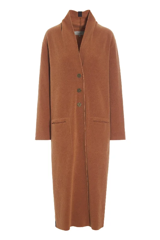 women's coats with belted waistsLONG CARDIGAN - 7162 - RUST