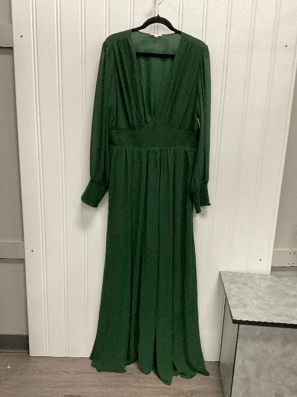 women's bell-sleeved dressesDress Casual Maxi By Cmc In Green, Size: 2x